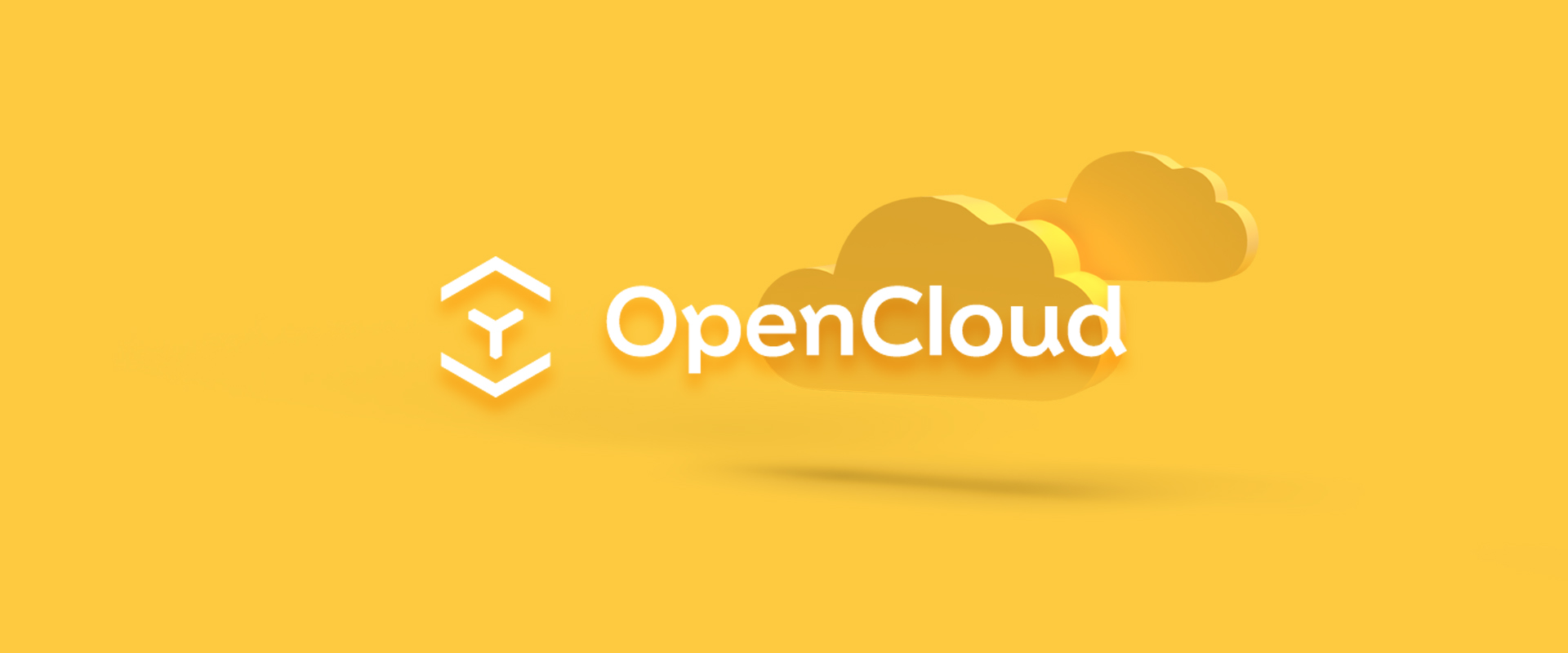 OpenCloud-Logo mit gelben Wolken im Hintergrund