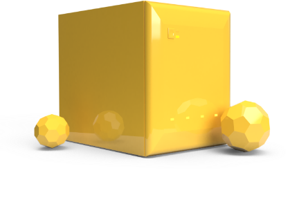 Gelber Würfel mit geometrischen Formen – Passwortmanager PSONO