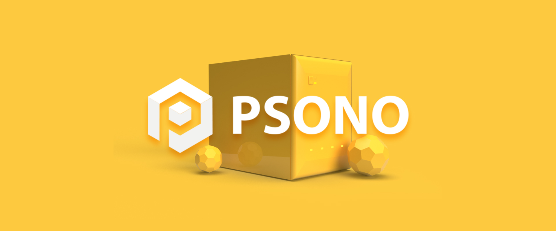 PSONO Logo mit gelbem Würfel – Open-Source-Passwortmanager für Unternehmen