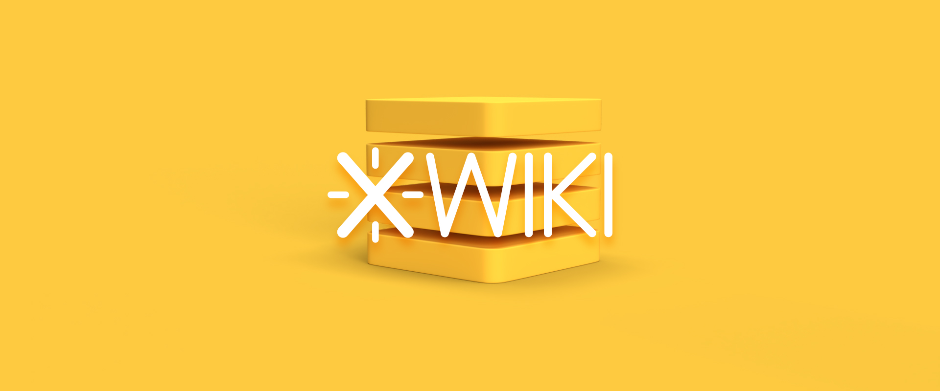 xwiki-Logo vor drei gelben Serverblöcken